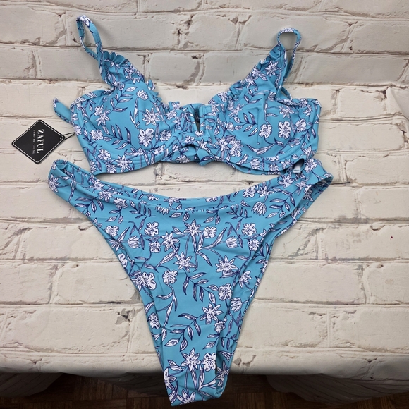 Floral Print High Leg Bikini Set Vwired Underwire Small - Picture 6 of 8